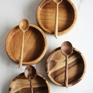 Cuchara y Tazón de Bambú Reutilizables y Duraderos para el Hogar y Restaurantes - Product Image 1