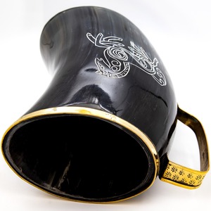 Auténtica taza de cuerno vikingo de Game of Thrones, taza de bebida Koi de estilo nórdico pulido, regalos vikingos Premium - Product Image 3