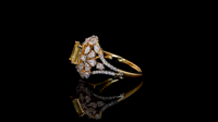Bague de fiançailles en diamant de laboratoire, pierre jaune taille marquise, sertie à griffes, or massif 18 carats plaqué rhodium, luxe, anniversaire, mariage