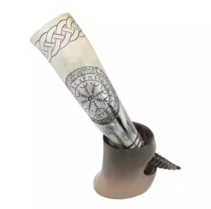 Nouveau cor à boire Viking sculpté fabriqué à la main corne à boire bière personnalisé sculpté à la main corne à boire Viking par artisanat croissant - Product Image 2