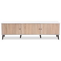 Meuble TV sur pied en bois massif, style Mid-Century moderne, de luxe, réglable, à 6 étagères, pour téléviseurs de 60 à 64 pouces, idéal pour les espaces de séjour et d'entrée – Vente Flash