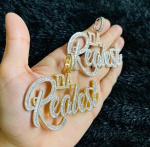 Da Realest Hip Hop pendentif en diamant simulé beau pendentif en argent sterling Moissanite personnalisé avec breloques en alliage plaqué - Product Image 1