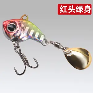 Hot Sale 2.2cm 5g Freshwater Fishing Lure Jig Lead Head Rotate Sequin Hooks Hard Metal Spoon Spinner Bait