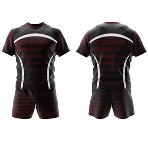 Nouvelle tenue de rugby pour hommes, design personnalisé, séchage rapide, respirante, écologique, antibactérienne, avec tissu en polyester/coton uni teint - Product Image 1