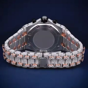 Reloj de lujo de cuarzo con diamantes VVS Clarity Moissanite para hombre, reloj helado de dos tonos de alta calidad, banda de acero inoxidable, estilo Hip Hop - Product Image 5