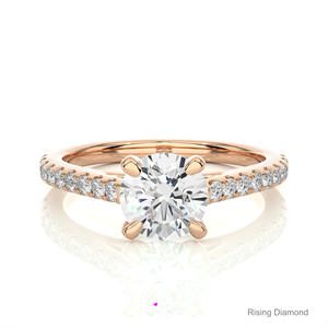 แหวนหมั้นเพชรสำหรับผู้ใหญ่1.08 CT ทรงกลมสีเหลืองทอง CVD ครบรอบของขวัญสำหรับผู้หญิง - Product Image 5