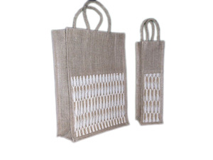 Single Jute Wine Bottle Tote Latest Price Plain Design Cotton Gift Packing Water Bottle Cover Direct Manufacturers Handloom <b>Net</b> - Product Image 1