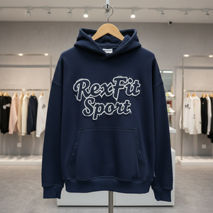 เสื้อฮู้ด Rexfit Sports OEM สไตล์สตรีทแวร์ ผ้าคอตตอนหนานุ่มฟอกสีซีดแบบย้อมกรด พร้อมปักลายตามสั่ง - Product Image 2