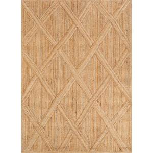 Tapis en jute et chanvre tissé plat beige et marron Nomadic Threads PDJT-466 pour usage domestique - Product Image 1