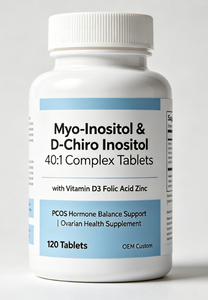 Tabletas de Myo-Inositol D-Chiro Inositol 40:1 Complex con Sabor a Chocolate, Vitamina D3, Ácido Fólico, Zinc, para el Equilibrio Hormonal y el Tratamiento del Síndrome del Ovóni (PCOS) - Product Image 1