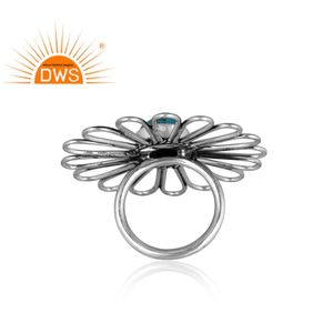 Mejor Venta de plata esterlina oxidada Mojave cobre turquesa piedra preciosa anillo de diseño floral fabricante de joyería personalizada - Product Image 4