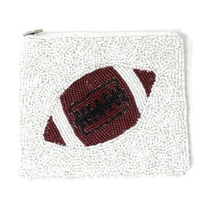 Rouge blanc couleur haute qualité Cowboy pochette perlée fabriqué à la main Western Mini porte-monnaie fermeture à glissière toile matériel - Product Image 5