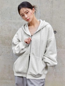 Venta al por mayor de las mujeres Sudadera con capucha de color sólido de manga larga Zip Up algodón polar con capucha de gran tamaño de talla grande chaquetas de calle - Product Image 6