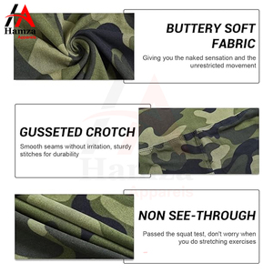 High Waist Camo Yoga Leggings Green <b>Color</b> Polyester Stretch Fabric 180 GSM Breathable Soft Comfortable Activewear Pants - Product Image 5