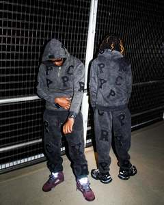 ชุดเสื้อฮู้ดฟอกสีกรดแบบสวมหัววินเทจผ้ามีฮู้ดซักได้ตามต้องการ - Product Image 1