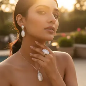 Juego de Joyería Clásica para Mujer en Plata 925 con Baño de Oro Rosa y Circonita Cúbica para Regalos de Boda y Fiesta - Product Image 2