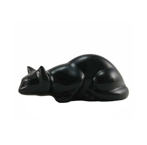 Urne de chat de crémation en laiton avec revêtement en poudre blanche souvenir urne de cendres pour animaux de compagnie urnes de Sculpture de chat personnalisées - Product Image 2