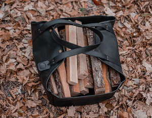 กระเป๋าใส่ไม้ฟืนหนังแท้กันน้ำปรับแต่งได้สำหรับตั้งแคมป์บ้านไม้ซุงปักโลโก้เตาผิง - Product Image 2