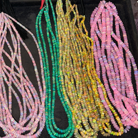 Perles d'opale de feu Welo éthiopiennes naturelles en gros 3-5mm perles de rondelle lisse d'opale multicolore pour la fabrication de bijoux approvisionnement en vrac 16"