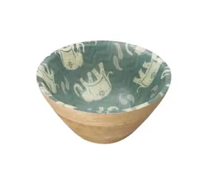 Customizable Venture Green Printed Wooden Serving Bowl for multipurpose use and with Absolut best quality