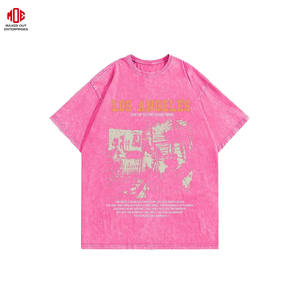 T-shirt surdimensionné rose lavé à l'acide vintage 100% coton imprimé graphique Logo personnalisé Streetwear T-shirt doux respirant T-shirts pour hommes - Product Image 1