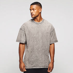 Crew Neck Acid <b>Wash</b> Oversized T-Shirt <b>Men's</b> Drop Shoulder Short Sleeve 100% Cotton Quick-Drying Breathable Eco-Friendly - Product Image 3