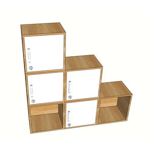 Casier personnel SFTCN008 à 6 compartiments avec serrure électronique, dessus en bois, fermeture manuelle des portes, étagère réglable, armoire de rangement pour usage de bureau - Product Image 1