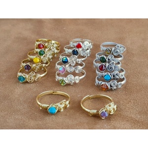 Vibrant Stone Fashion <b>Rings</b> <b>Gold</b> and Silver Plated Wire Wrap for Resale - Product Image 2