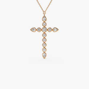 1.25Ctw 14K Collar de oro sólido con forma de pera redonda Diamantes cultivados en laboratorio Joyería de tendencia fina para mujeres-para boda o regalo - Product Image 3