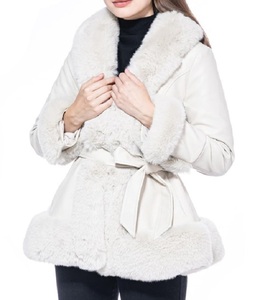 Nouvelle veste en cuir de mouton véritable pour femmes Bellivera fausse fourrure daim avec pardessus Sherpa ceinture amovible caractéristique respirante - Product Image 5