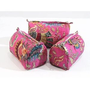 Large Capacity Eco-Friendly Printed Cotton Makeup Organizer <b>Case</b> Zipper Closure Bag <b>PC</b> Makeup Box - Product Image 1