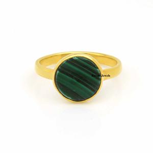 2025 haute qualité 18K plaqué or Malachite lunette solide 925 en argent Sterling éternité Vermeil fête femmes bague bijoux fins - Product Image 2