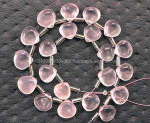 Alta calidad 21 Cuentas rosas lisas en forma de corazón 1 hebra de piedras preciosas de cuarzo rosa Natural para la fabricación de joyas - Product Image 6