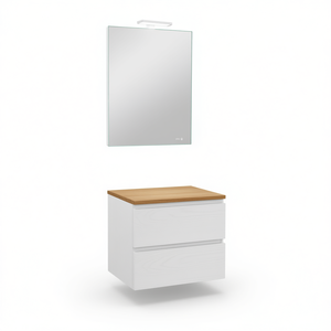2C LED <b>Mirror</b> with <b>White</b> Wood Base Natural Oak Top 60x80 <b>Mirror</b> Belize Lamp Product Category - Product Image 2