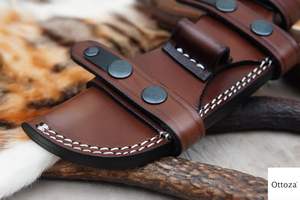 ISONZ en cuir véritable couteau fourreau étui couverture en gros tactique ceinture bouton de transport poche survie couteau étui accessoires - Product Image 4