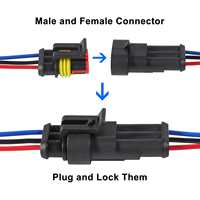 Connecteur électrique étanche 3 pôles mâle-femelle avec faisceau de câbles pour voiture, moto, camion