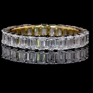 Bracelet d'éternité pour femme incolore 2x4mm Radiant Cut Lab Grown Diamond Ring Matching Band Gold - Product Image 1