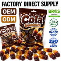 Bonbons gélifiés personnalisés en forme de cola, saveur fruitée douce et acidulée, halal, fabrication OEM ODM, marque privée, en vrac
