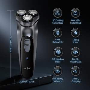 Afeitadora Eléctrica Inalámbrica Recargable para Hombre, Color Gris, con Triple Cuchilla y Recortadora Extraíble, Lavable, para Viajes y Hogar - Product Image 1