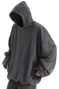 Heavyweight Custom Logo Screen Print Oversized Drop Shoulder No <b>String</b> 100% Cotton French Terry 600gsm Hoodies - Product Image 5