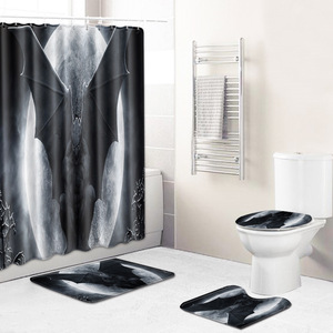 Ensemble de tapis de salle de bain personnalisés à motif de crâne, antidérapant, avec rideau de douche et tapis de bain - Product Image 3