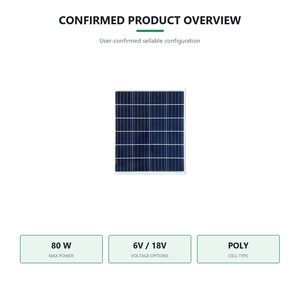 แผงโซลาร์เซลล์โพลีคริสตัลไลน์ 80W 6V/18V - Product Image 1