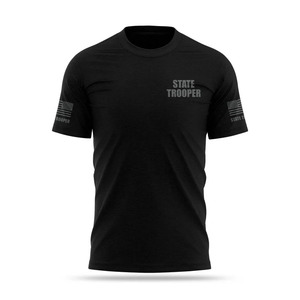 Chemises de performance unisexes d'été STATE-TROOPER T-shirt en coton organique 100% pour hommes Impression de logo personnalisé Sérigraphie à motif solide - Product Image 1