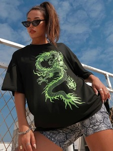 T-shirt uni en coton et polyester pour femmes, de couleur unie, respirant, décontracté, ample, streetwear - Product Image 4