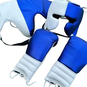 Ensembles de boxe 3 pièces en cuir véritable Premium 100% avec gants protège-tête protecteur d'aine Logo personnalisé ensembles de boxe d'entraînement - Product Image 6