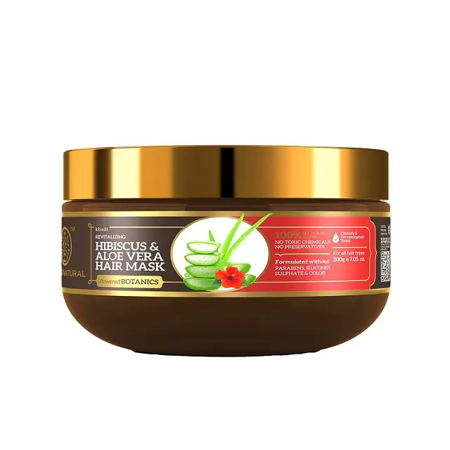 KHADI NATURAL HIBISCUS & ALOEVERA HAIR MASK dengan AMLA & ARGAN BOTANICS Bertenaga Minyak