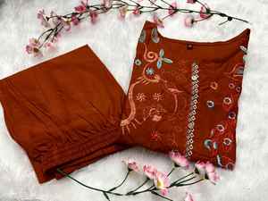 Embroidery Summer Cotton A-line work Kurti pant set Short Co ord set India wholesale manufacturer <b>kurtis</b> for women in India - Product Image 5
