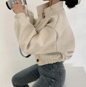 Cool automne hiver manches courtes large lâche décontracté laine manteau femmes à la mode lettre motif Top qualité - Product Image 6