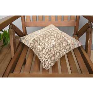 Luxury 18x18 Beige Vintage Kilim Patchwork Wool <b>Bolster</b> <b>Pillow</b> 12x12 Inch Non-Slip Eco-Friendly Removable Washable Throw <b>Pillow</b> - Product Image 4