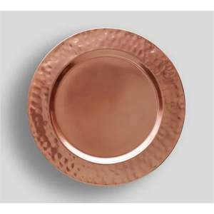 Assiette de présentation en métal de luxe, finition cuivre martelé, style ferme moderne, 100 pièces, réutilisable, écologique, élégante, pour la maison, les repas, les fêtes - Product Image 1